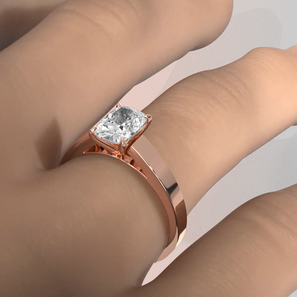 3.5mm Cathedral Style Flat Edge Solitaire Lab Grown Diamond IGI Certified Engagement Ring 4g Setting 1.00 Ctw.